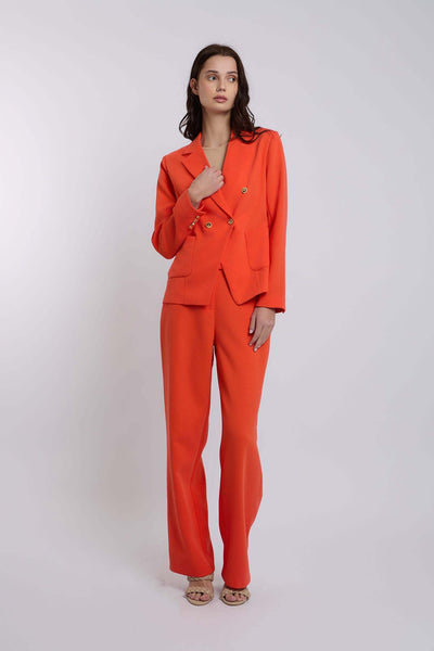 Women Regular Fit Blazer - Mandarin Red