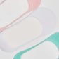 Set of pastel no-show socks in pink, white, and mint green on a white background