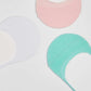 Set of pastel no-show socks in pink, white, and mint green on white background