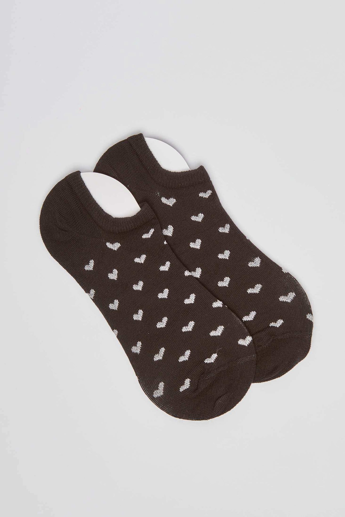 No-Show Heart Print Liner Socks