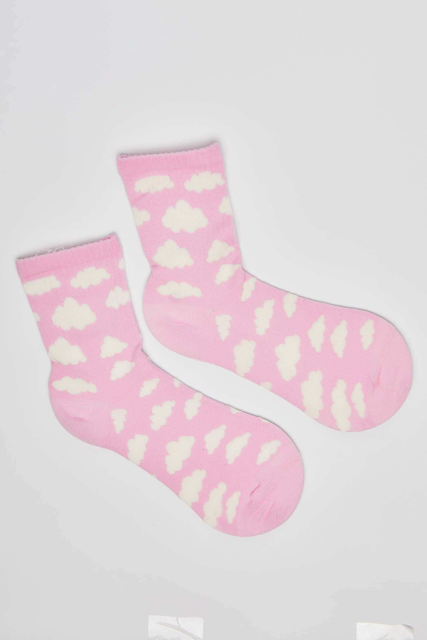 Crew Length Cloud Pattern Fashion Socks