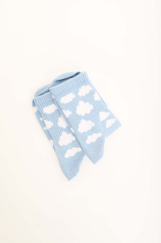 Crew Length Cloud Print Novelty Socks
