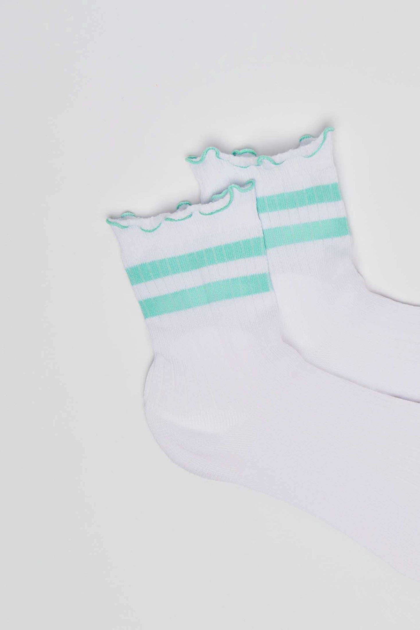 Ruffled Trim Striped Long Socks