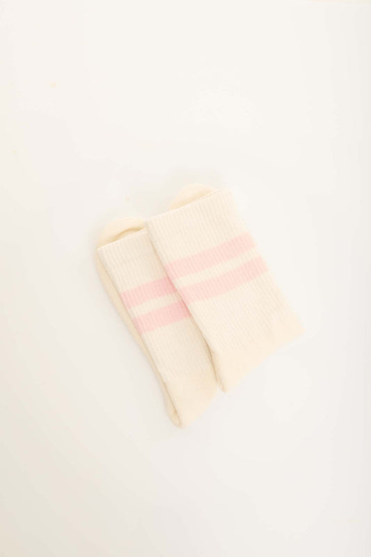 Ribbed Ankle-Length Striped Sport Socks