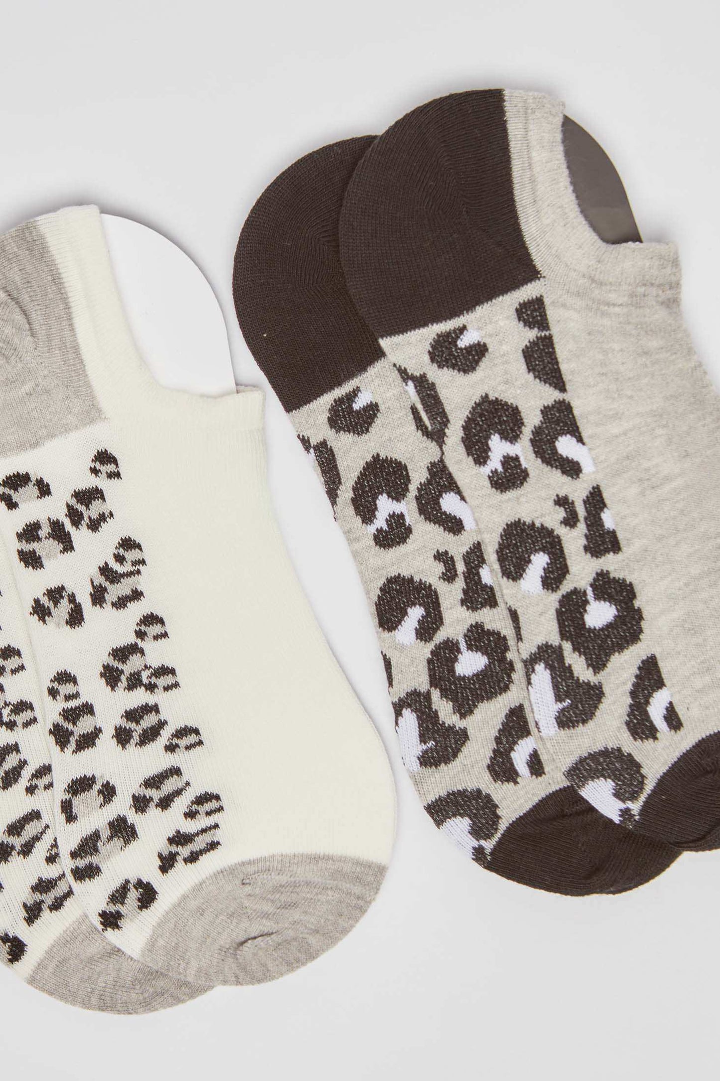 No-Show Leopard Print Ankle Liner Socks - Pack of Two