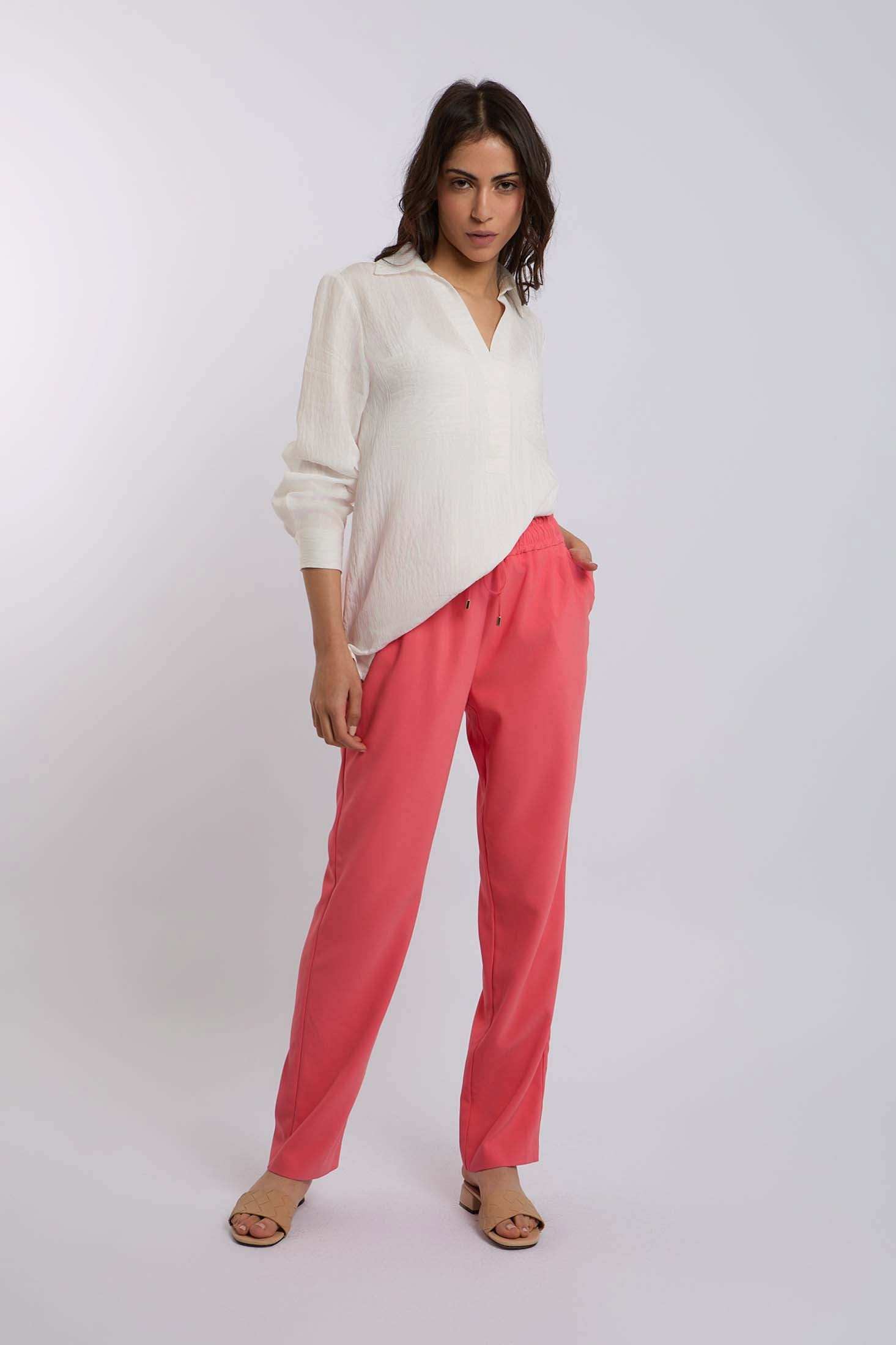 بنطال نسائي عادي - أبيض أصفر