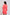 Woman wearing coral pink long sleeve dress, viewed from the back, against plain background