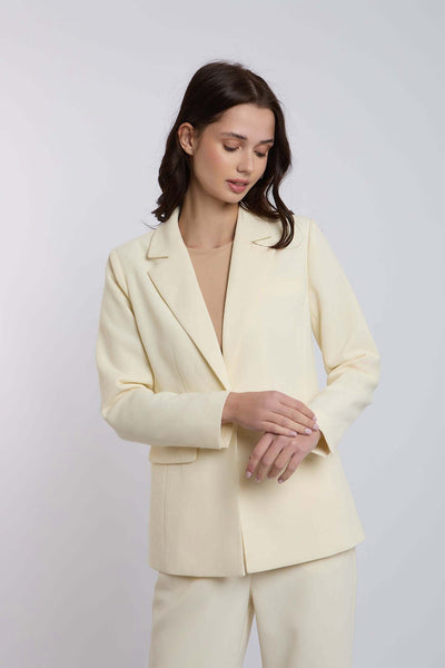 Women Regular Fit Blazer - Off White