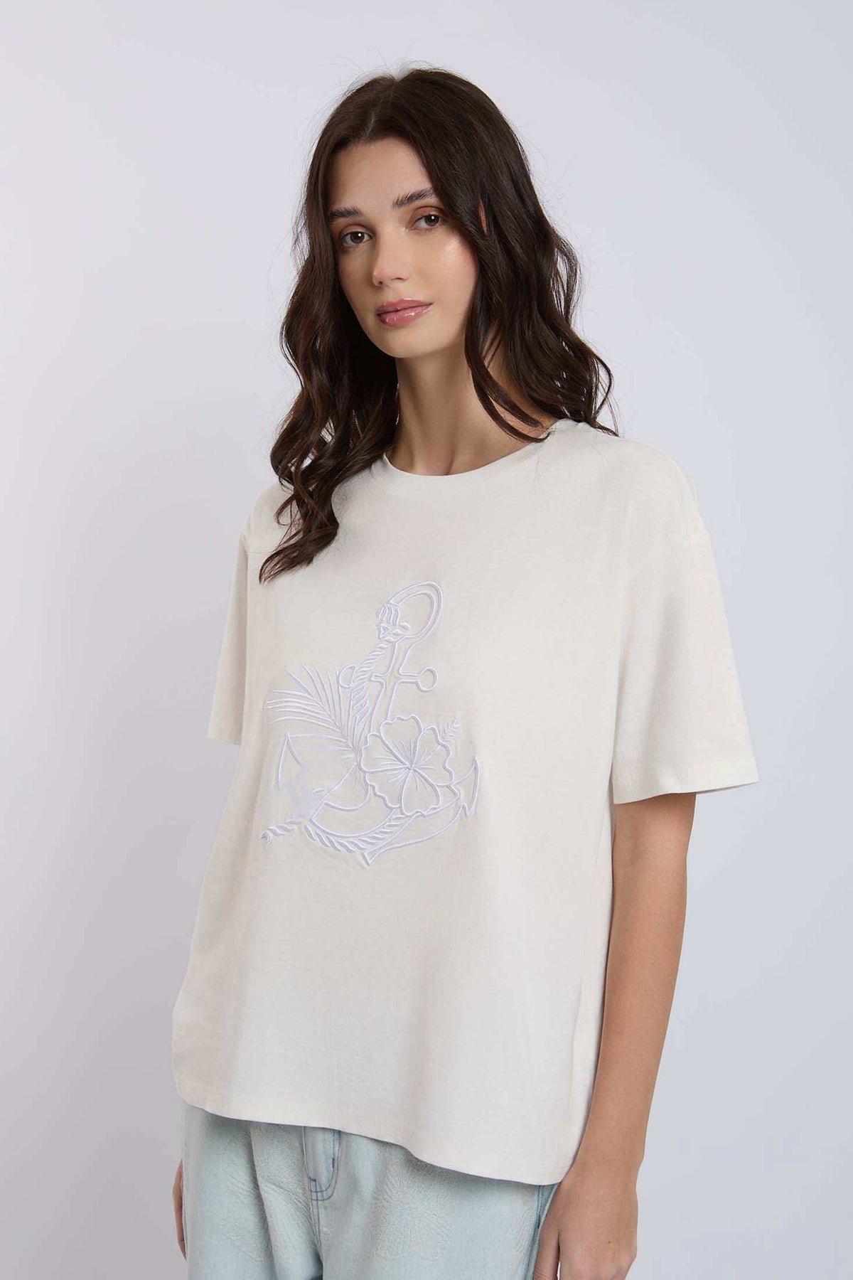 Women Regular Fit T-shirt - Off White