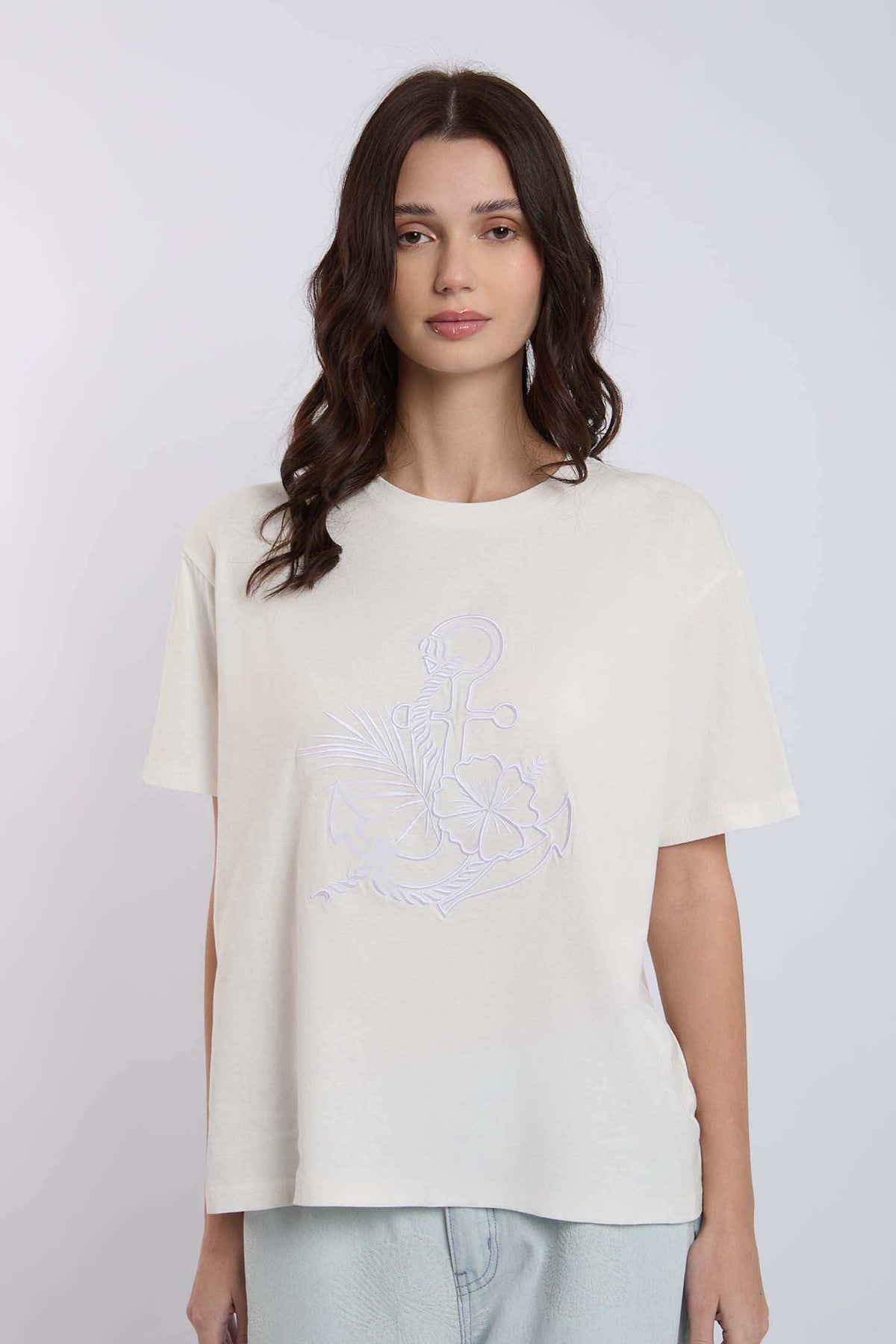 Women Regular Fit T-shirt - Off White