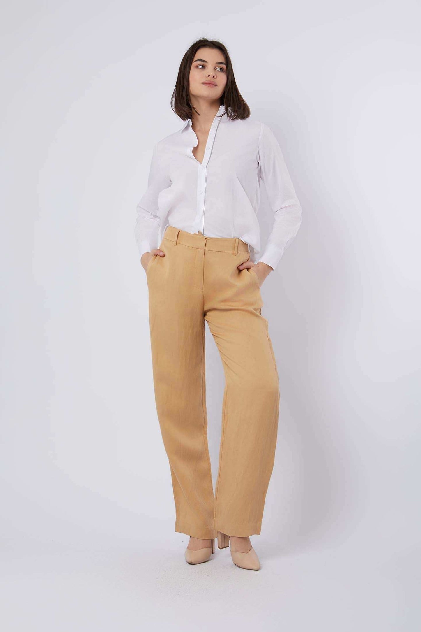 Women Regular Fit Pant - Beige