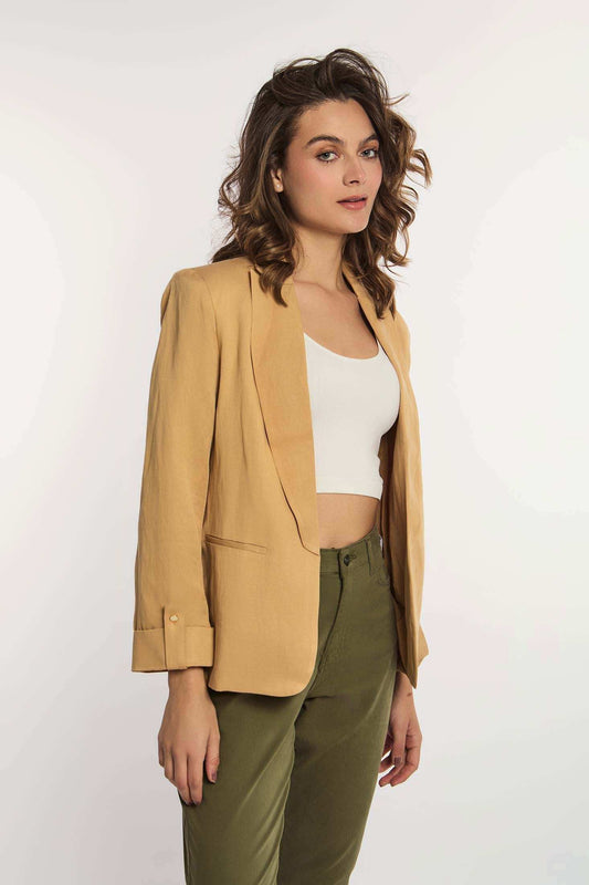 Women Regular Fit Blazer - Beige