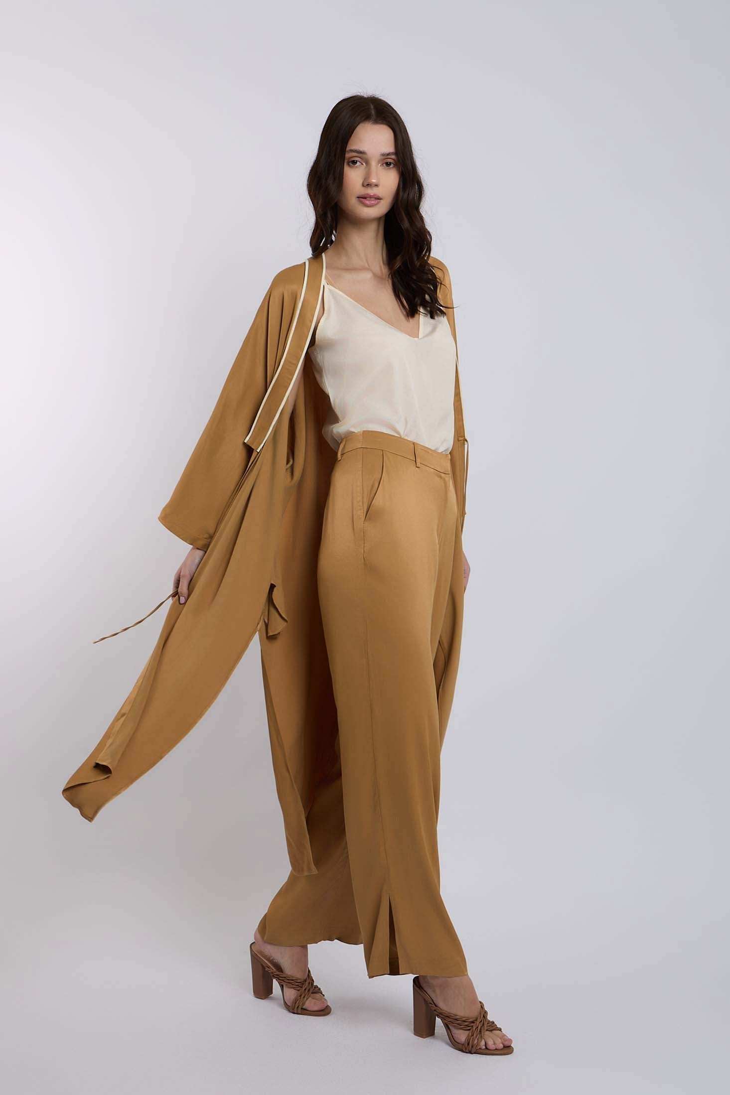 بنطال نسائي عادي - أبيض أصفر