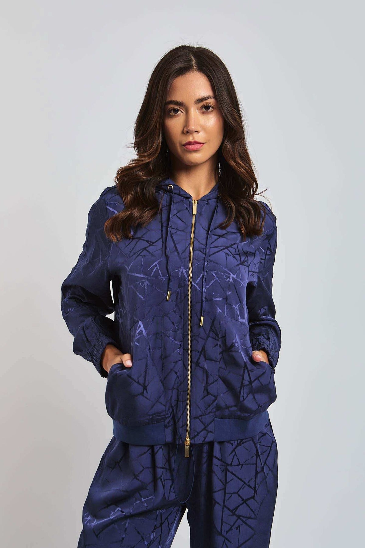 Women Regular Fit Sweat Jacket - Twilight Blue