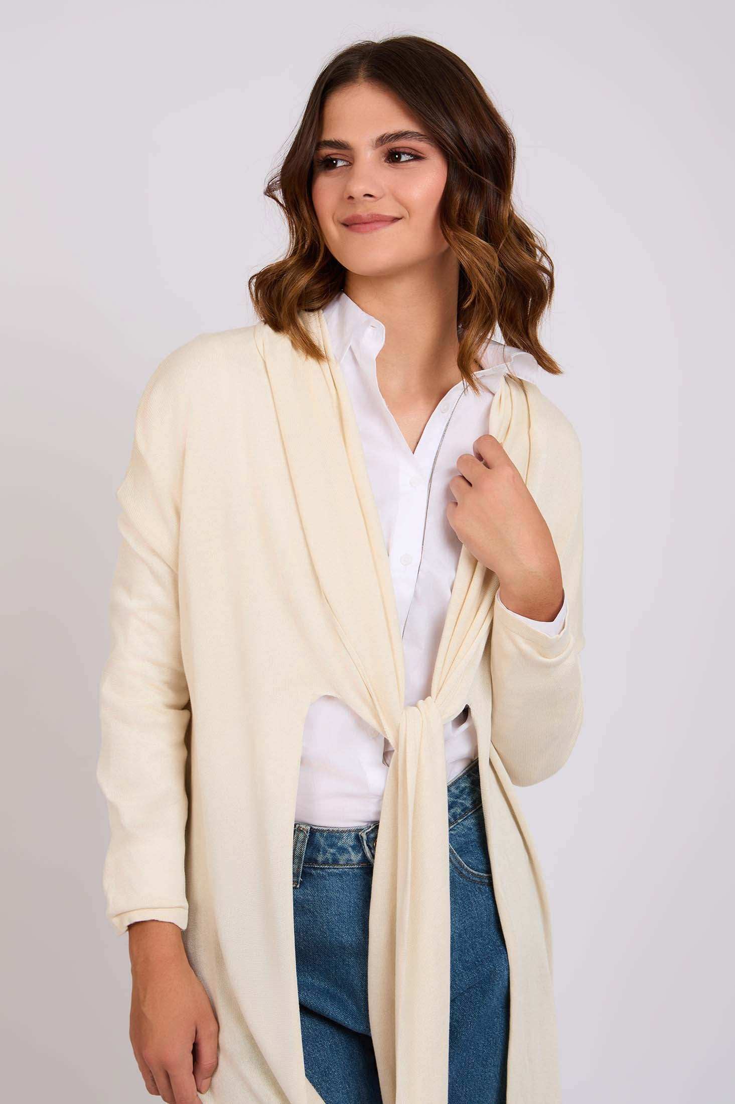 Women Regular Fit Cardigan - Off White