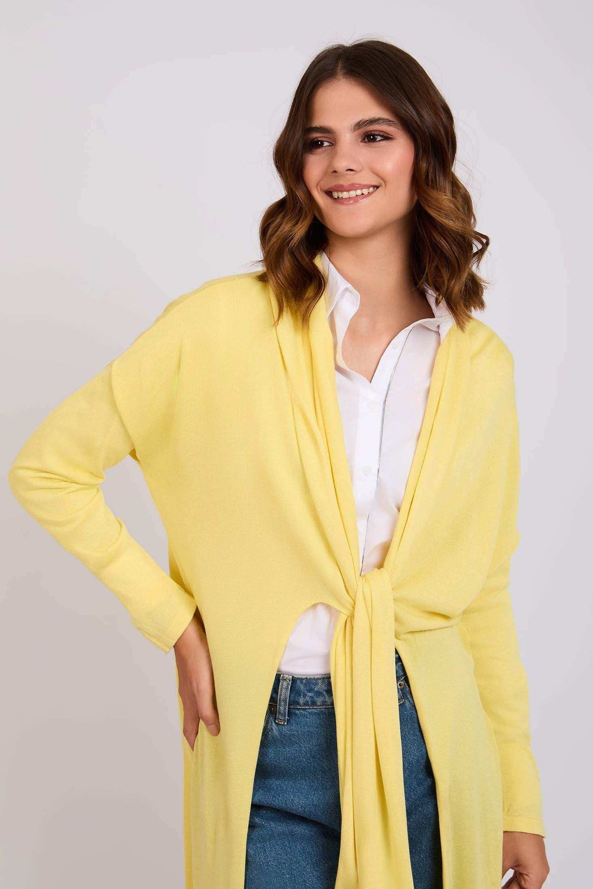 Women Regular Fit Cardigan - Yellowtail