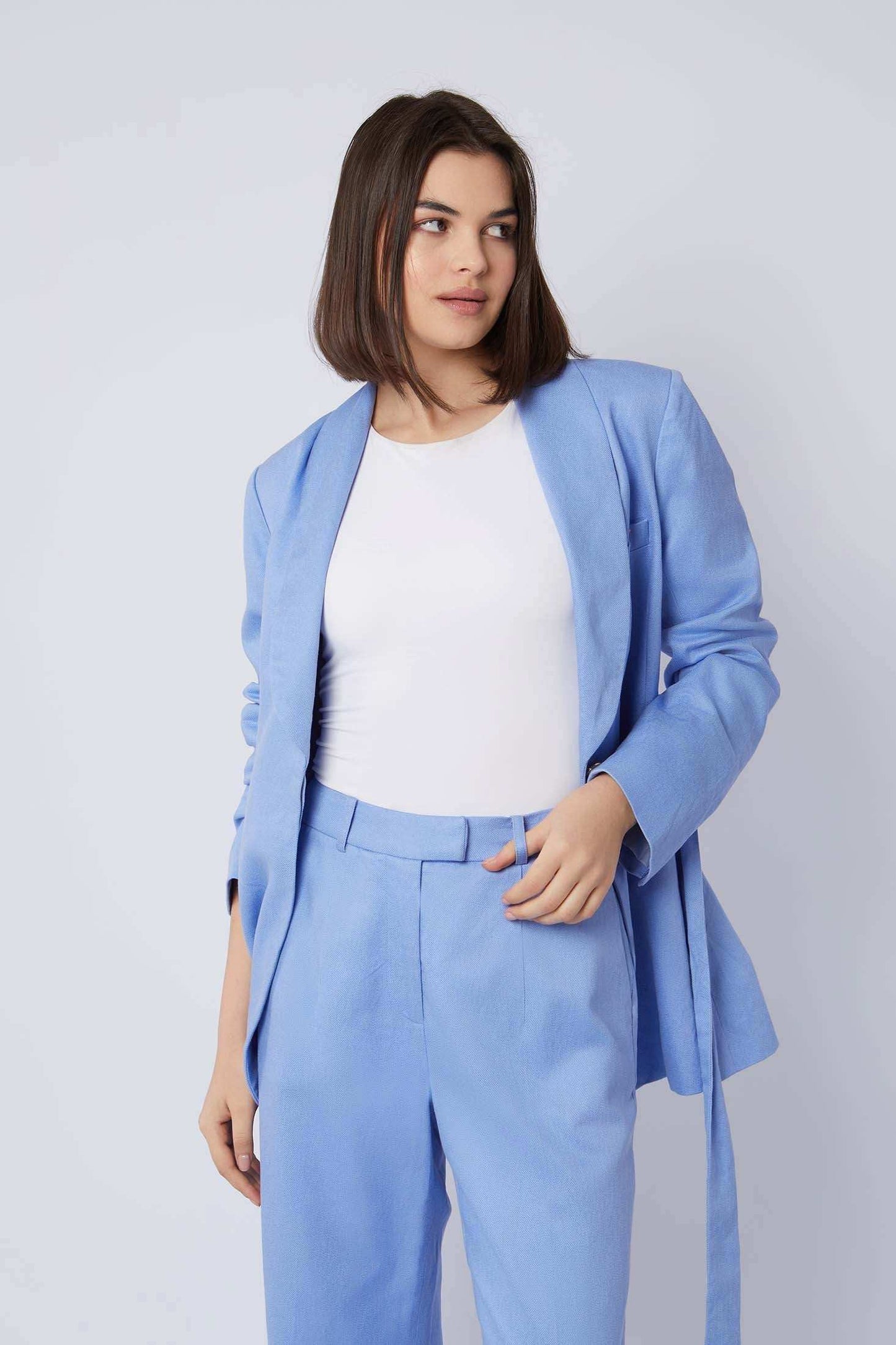 Women Regular Fit Blazer - Placid Blue