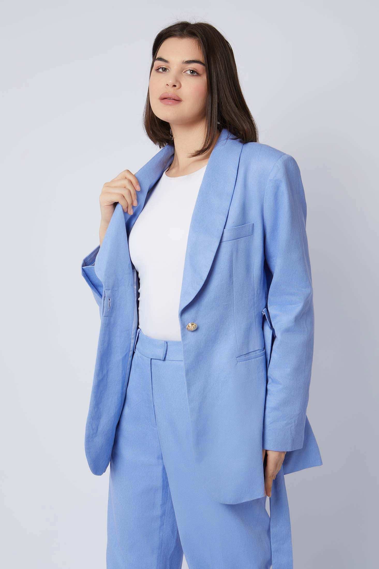 Women Regular Fit Blazer - Placid Blue