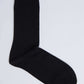Plain black crew sock on white background, men's and women's fashion accessory