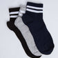 Dual White Striped Ankle Socks - Pack of Three
