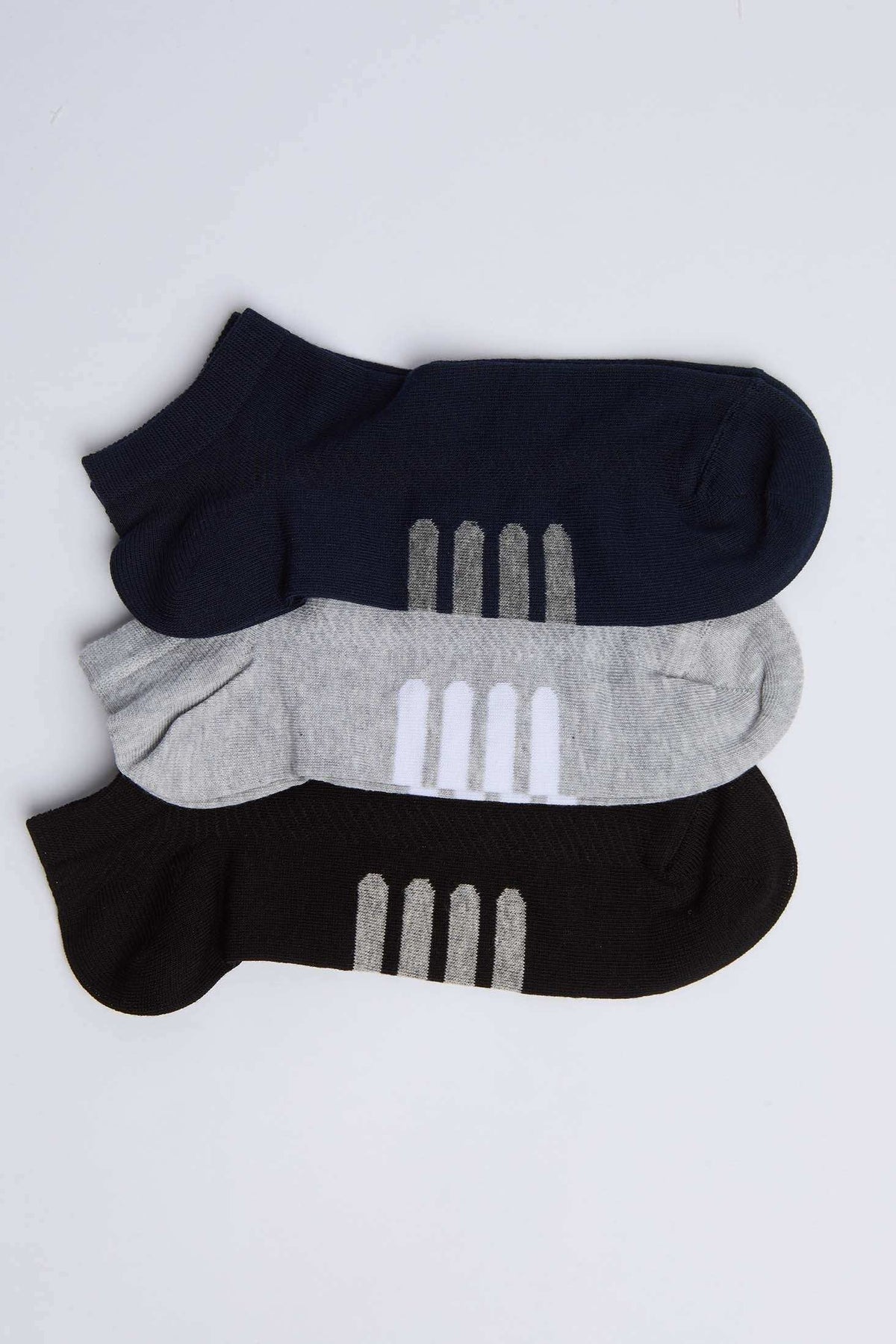Vertical Striped Ankle Socks - Pack of Three