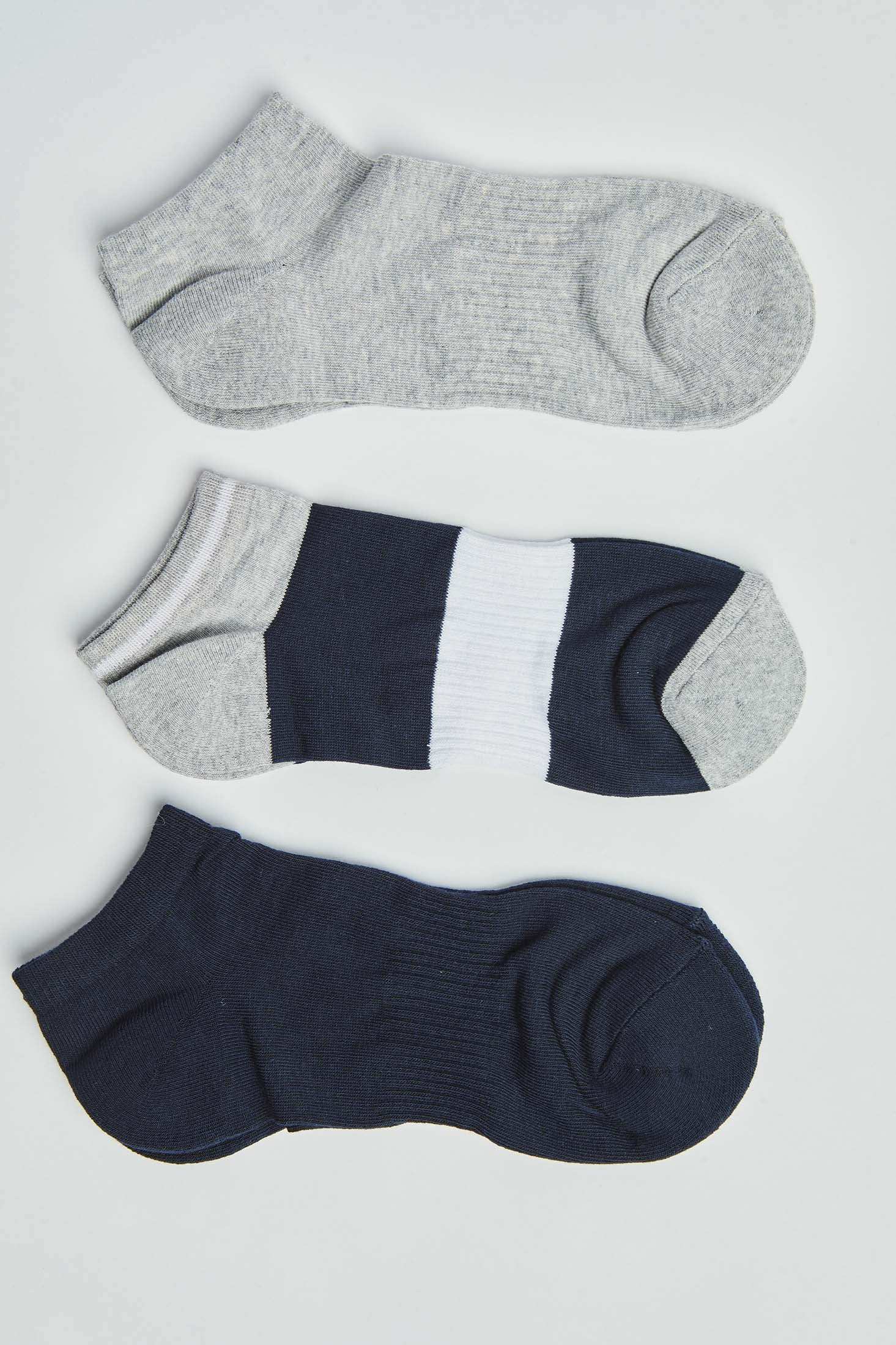 Color Block & Stripe Ankle Socks - Pack of Three