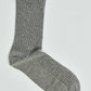 Gray ribbed crew sock for men on a white background