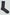 Navy blue sock with thin white and grey stripes, casual men's fashion accessory