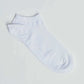 White ankle sock on plain background, casual unisex footwear, minimalist style