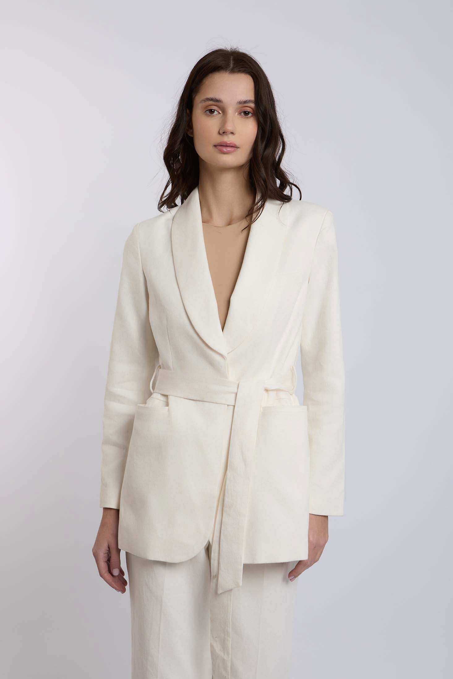 Women Regular Fit Blazer - Off White