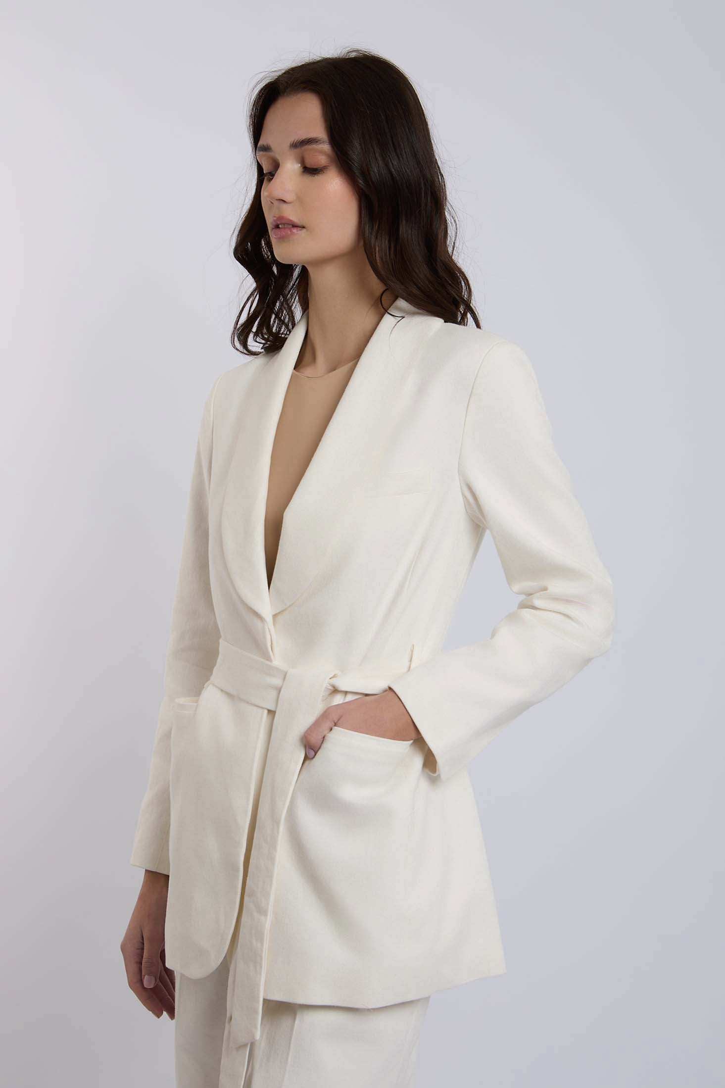 Women Regular Fit Blazer - Off White