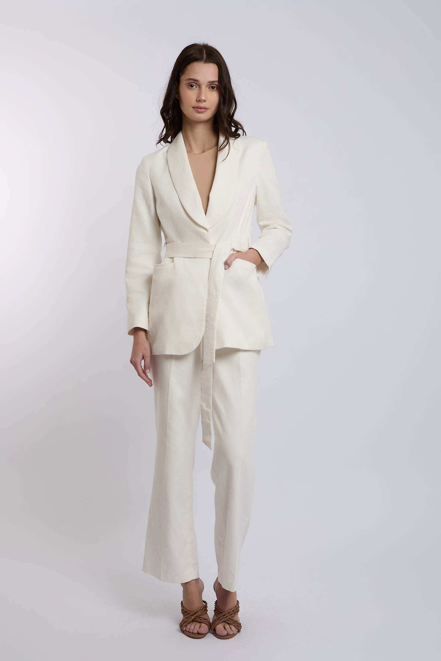 Women Regular Fit Blazer - Off White