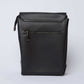 Dalydress black leather sling bag with front zipper pocket on white background