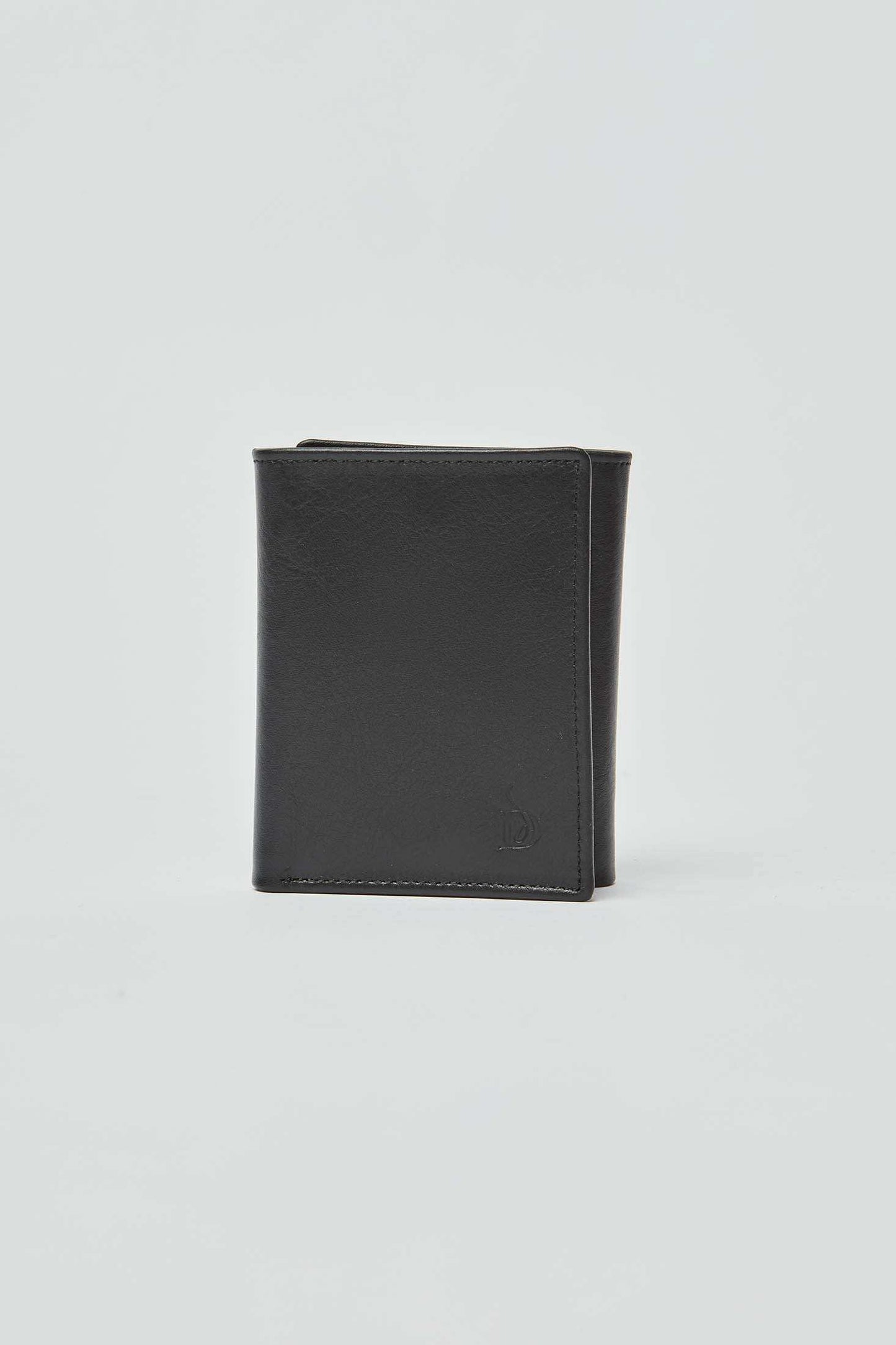 Dalydress black leather men's wallet on plain white background