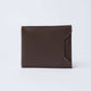 Dalydress brown leather men's wallet with stitched edges on white background