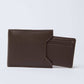 Dalydress brown leather men's wallet with card holder on white background