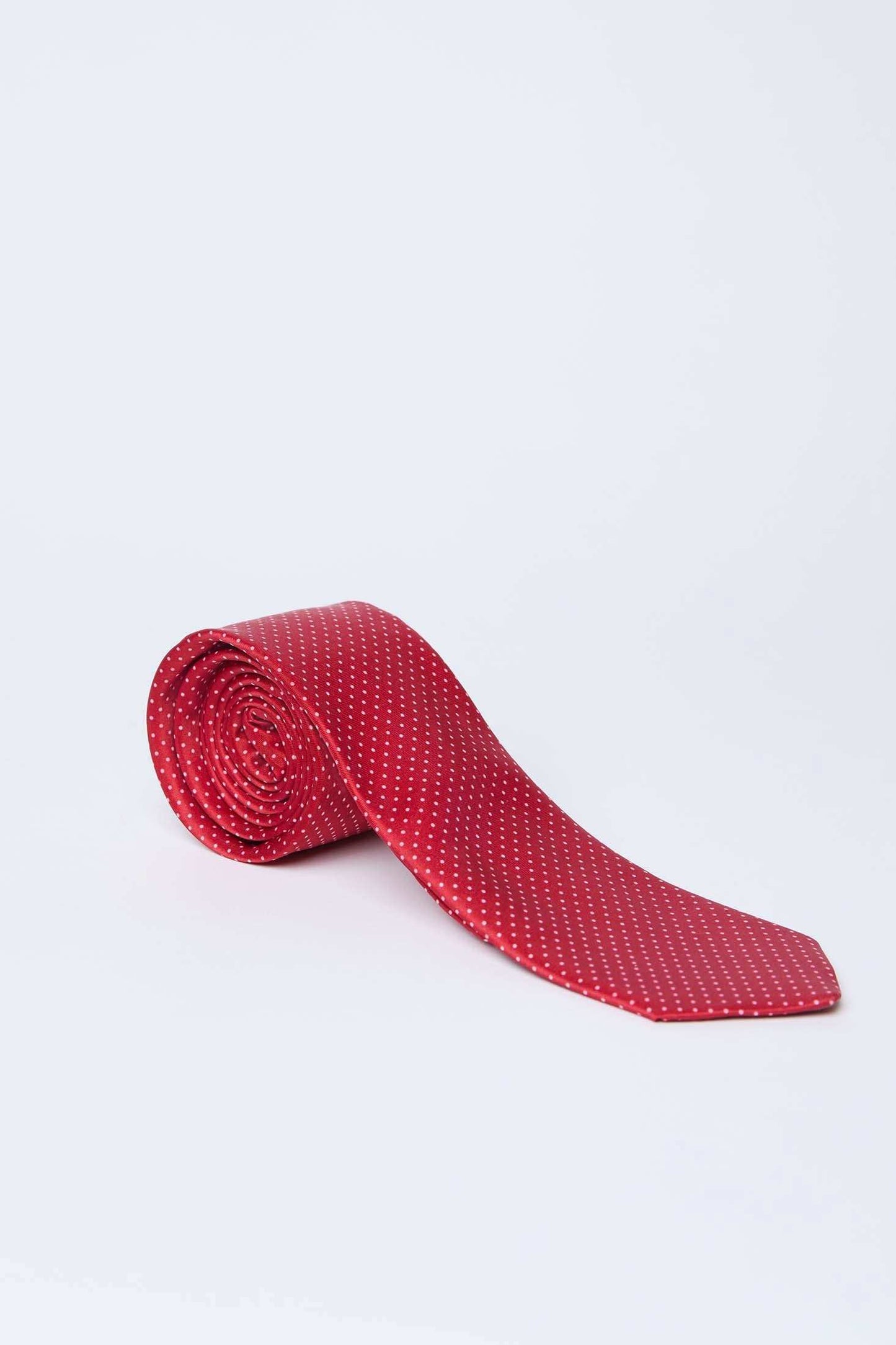 Dalydress red polka dot men's tie on white background, elegant Egyptian fashion accessory
