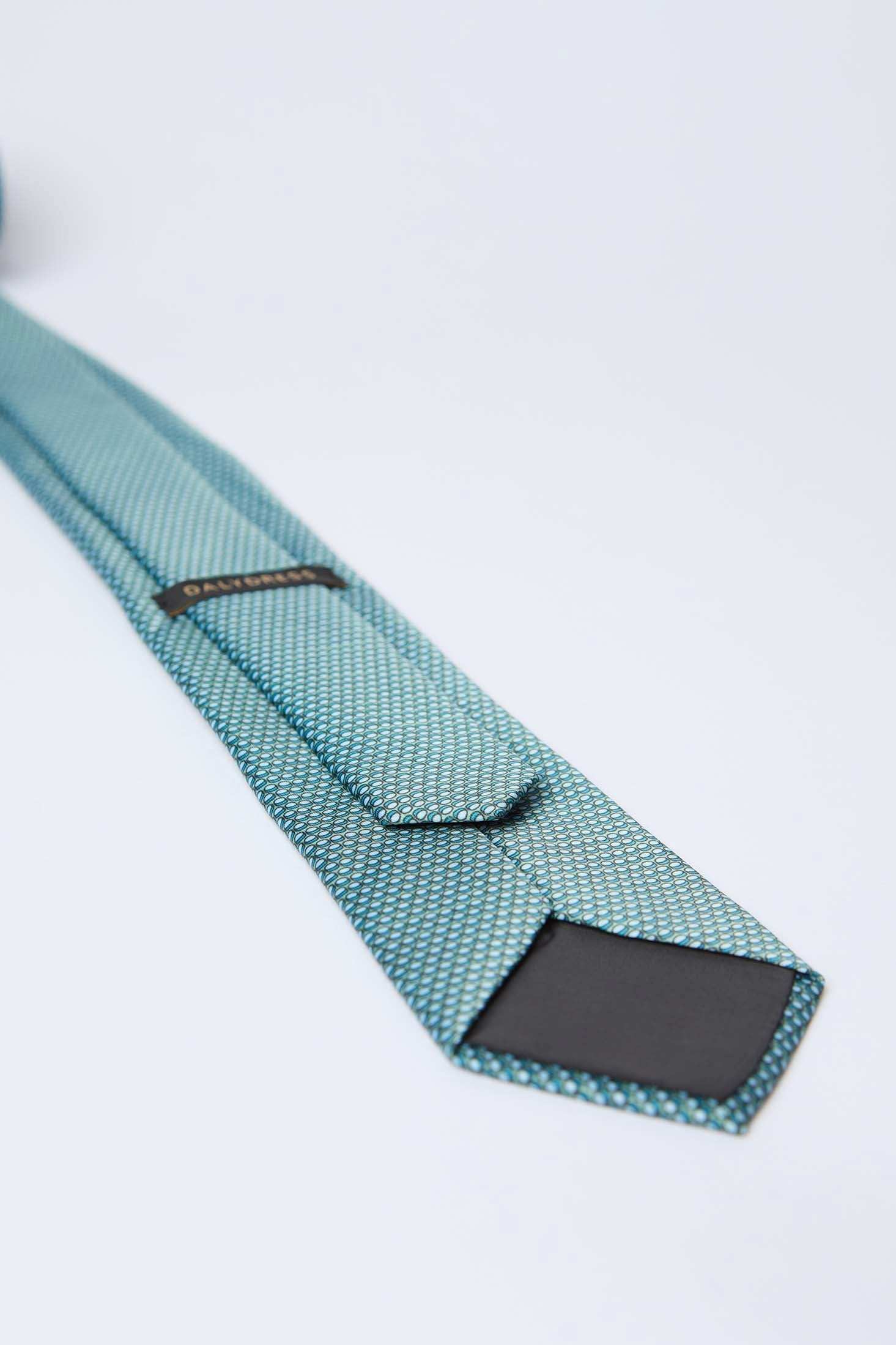 Dalydress men's turquoise patterned necktie with black label on white background