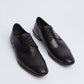 Dalydress black leather men's dress shoes with laces on white background