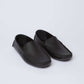 Dalydress black leather loafers men's casual shoes on white background