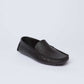 Dalydress black leather men's loafer shoe on white background, casual urban style