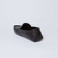 Dalydress men's black leather loafer with textured back, casual footwear on white background