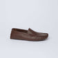 Dalydress men's brown leather loafer, casual moccasin shoe on white background