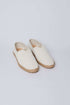 Dalydress beige and white striped espadrilles with jute sole on plain background