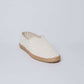 Beige and white striped espadrille flat shoe from Dalydress on white background