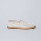 Dalydress men's striped espadrille in beige and white with woven sole on plain background