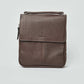 Dalydress brown leather crossbody bag for men with flap closure, front view