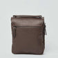 Dalydress dark brown leather men's crossbody bag with front zipper pocket on white background
