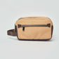Dalydress beige and brown men's toiletry travel bag with front zipper pocket on white background