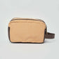 Dalydress men's beige and brown fabric toiletry bag with zipper and handle on a plain background